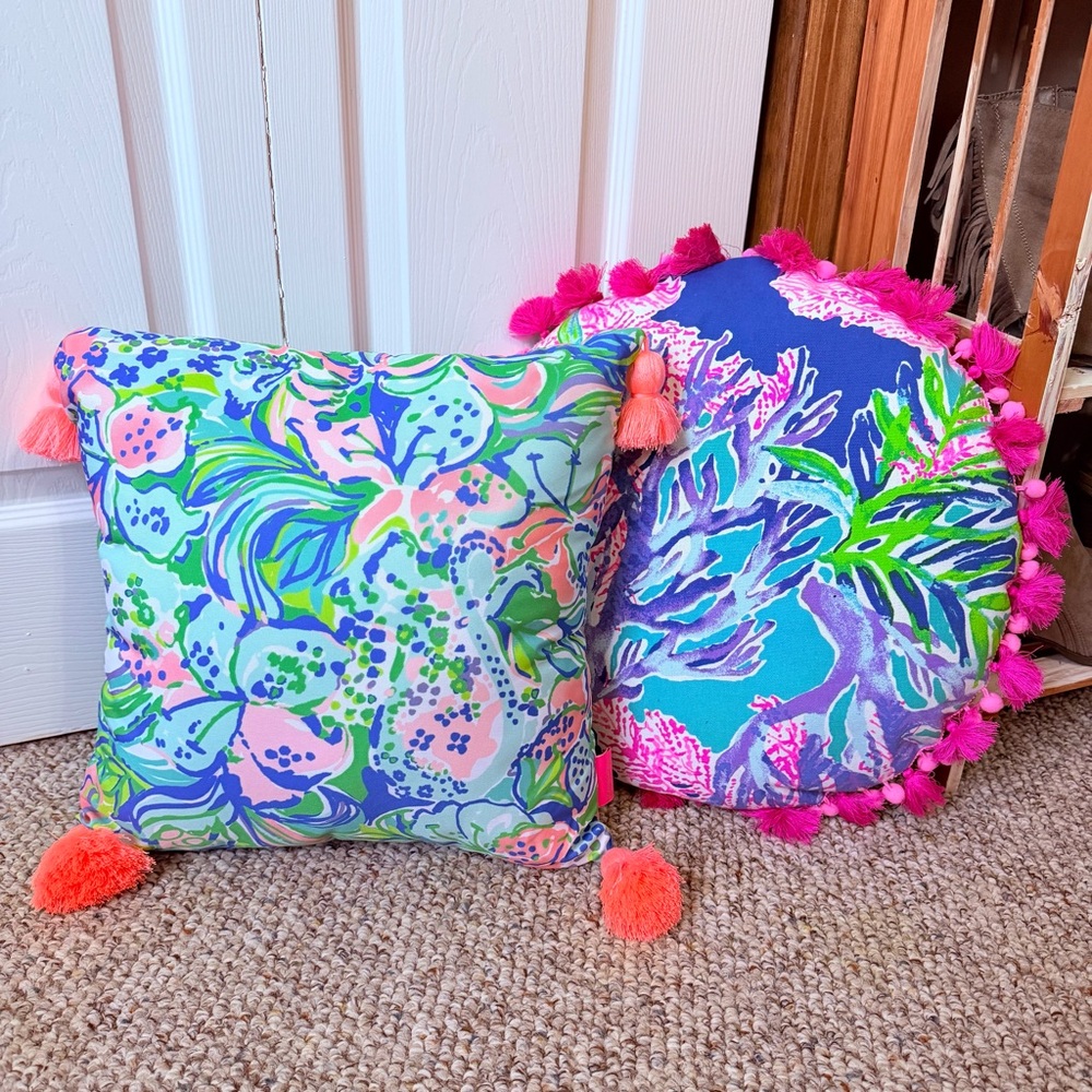 Lilly Pulitzer Colorful Decorative Pillows with Tassels